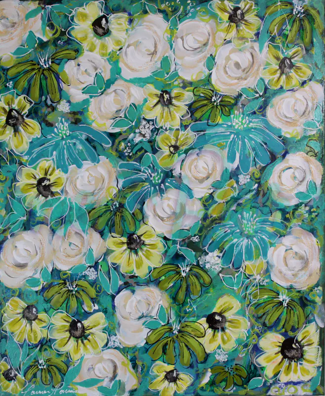 Floral acrylic painting